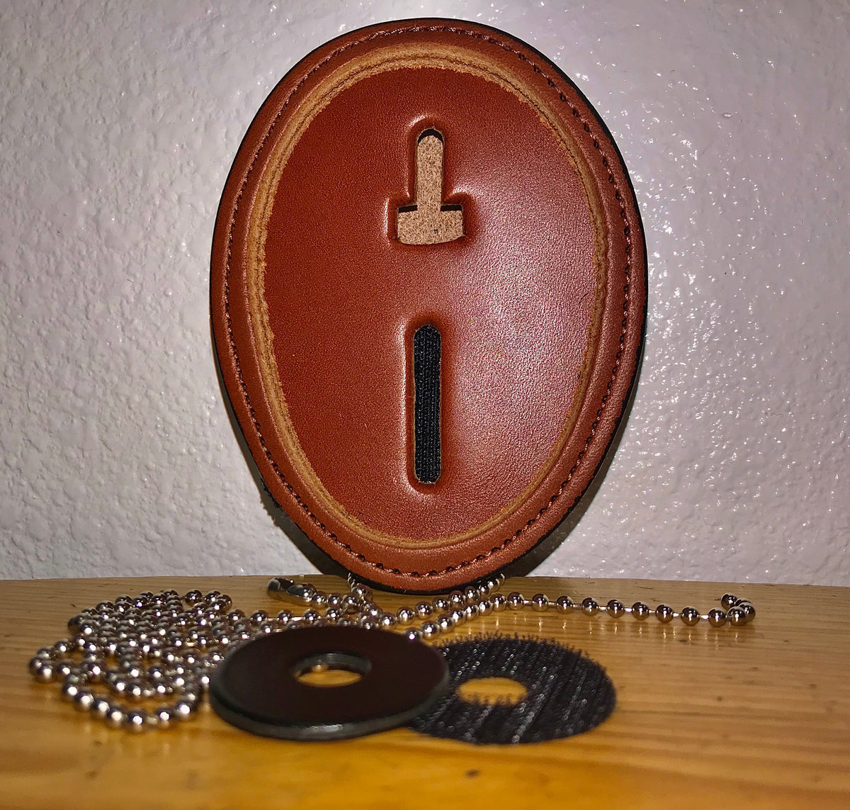 Strong Leather Badge Holders - Belt Clip and Neck Chain with Chain