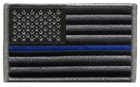 US Flag Patch, Grey/Black with Blueline