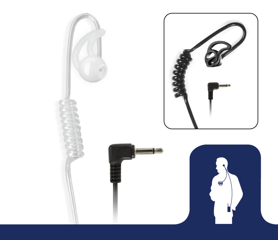 Fox Listen Only イヤーピース - 6インチ コイルケーブル - 2.5mm オーディオ L字型プラグ Fox Listen Only Earpiece, 2.5mm \u0026 3.5mm Right Angle Plugs - 10% Off